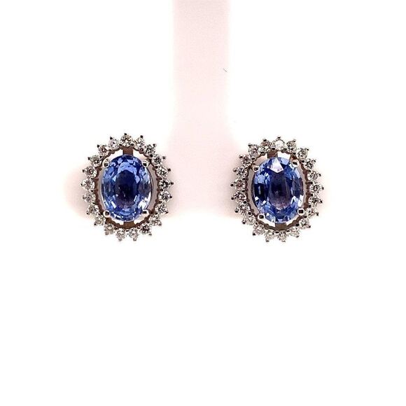 Diamond Sapphire Earrings 14k Gold 3.24 TCW Certified $5,950 018655 - Picture 3 of 12